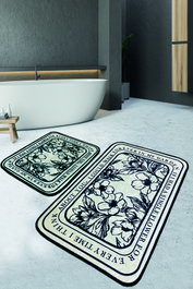 Mijölnir Juego de alfombras de baño Crema y negro